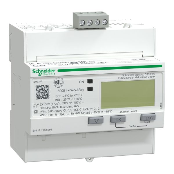 A9MEM3265 iEM3265 energy meter - CT - BACnet - 1 digital I - 1 digital O - multi-tariff - MID