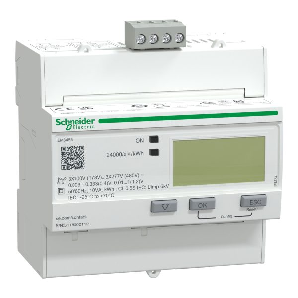 A9MEM3455 iEM3455 energy meter - Modbus - 1 DI - 1 DO - multi-tariff - LVCT