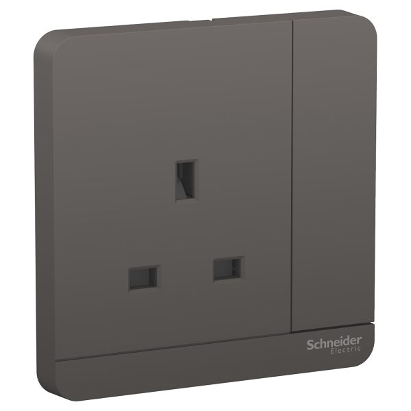 E8315N_DG Switched socket, AvatarOn, complete product, LED, screw terminal, IP20, dark grey