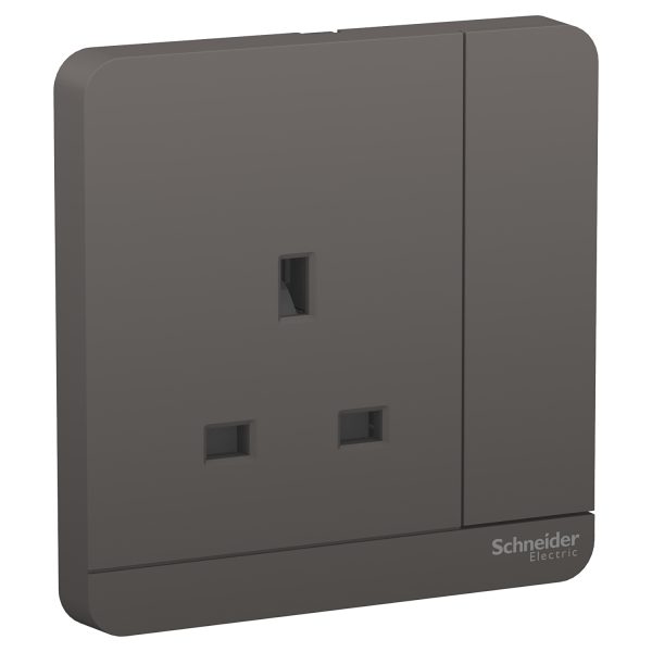 E8315_DG Switched socket, AvatarOn, complete product, screw terminal, IP20, dark grey