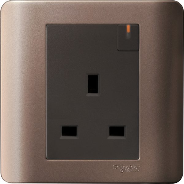 E8415_SZ 13A 1 Gang Switched Socket with Ondicator, Silver Bronze