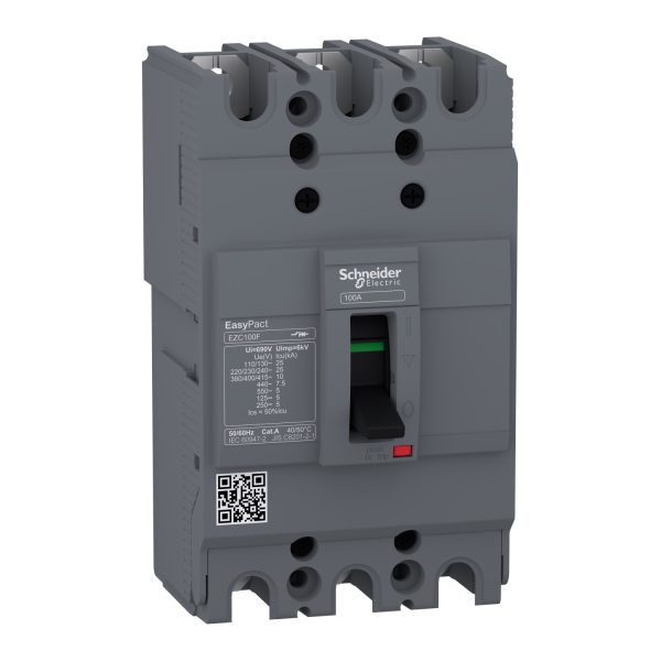 EZC100F3100 Circuit Breaker Easypact, EZC100F, TMD, 100 A, 3 poles 3d