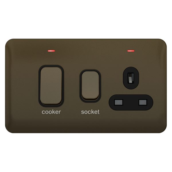 GGBL4001BMB Lisse - Cooker Control Unit with 13A Socket LED Ind 45A DP Mocha Bronze with Bl