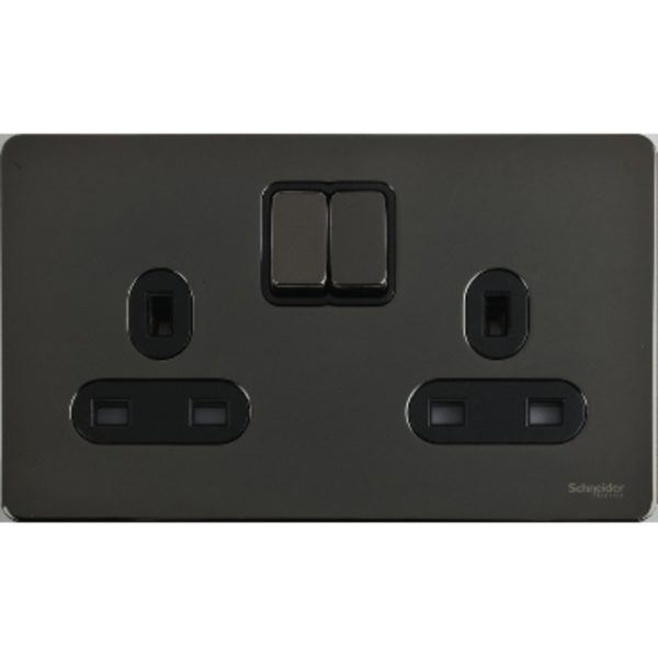 GU3420BBN Switched socket, Ultimate Screwless flat plate, 1P, screw terminal, IP20, black nickel