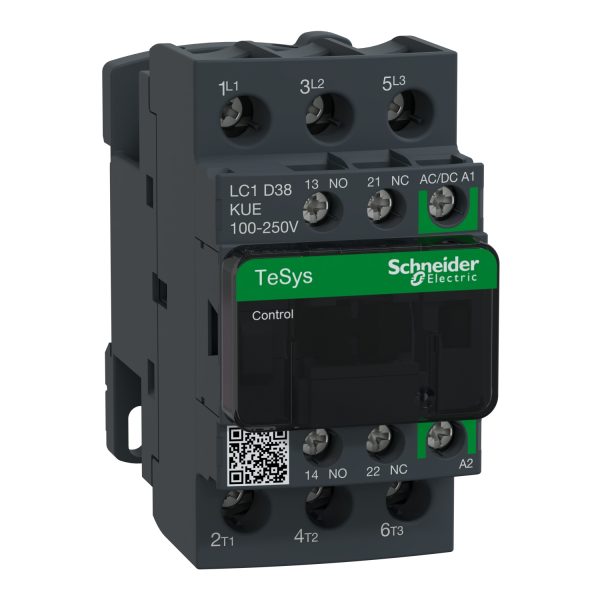 LC1D38KUE TeSys D contactor 3P 38A AC-3 up to 440V coil 100-250V AC/DC