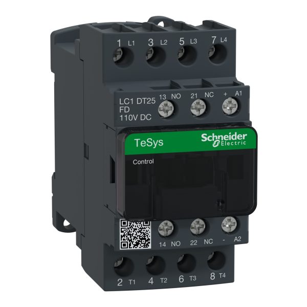 LC1DT25FD TeSys D contactor - 4P(4 NO) - AC-1 - <= 440 V 25 A - 110 V DC standard coil