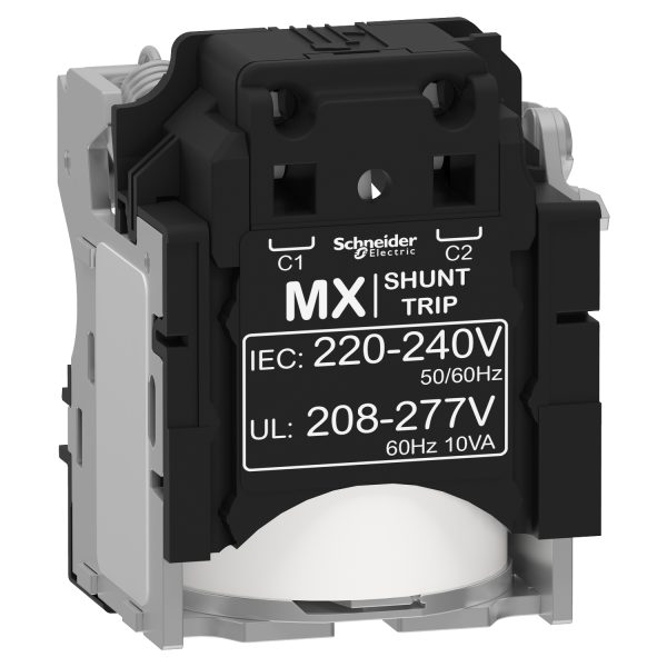 LV429387 MX shunt release, ComPacT NSX, rated voltage 220/240 VAC 50/60 Hz, 208/277 VAC 60 Hz, screwless spring terminal connections