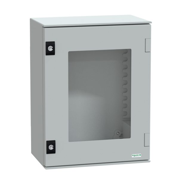 NSYPLM43TG wall-mounting enclosure polyester monobloc IP66 H430xW330xD200mm glazed door