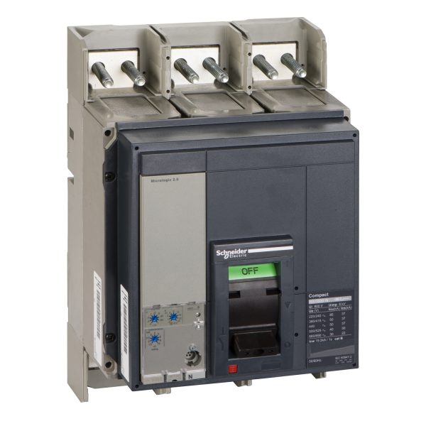 33482 Circuit breaker, ComPact NS1600N, 50kA/415VAC, Micrologic 2.0 trip unit, 1600A, fixed, 3 poles 3d